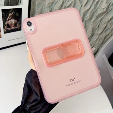 Solid color clear soft iPad case with foldable stand
