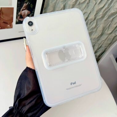 Solid color clear soft iPad case with foldable stand
