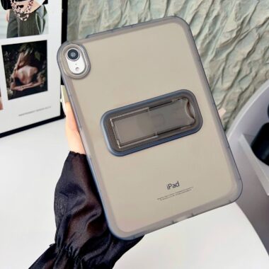 Solid color clear soft iPad case with foldable stand