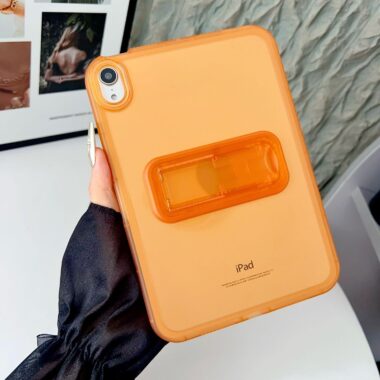 Solid color clear soft iPad case with foldable stand