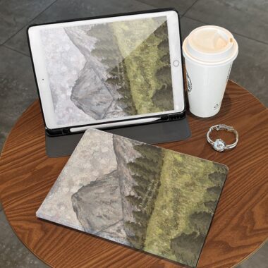 Hand painted mountain oil painting auto sleep iPad case