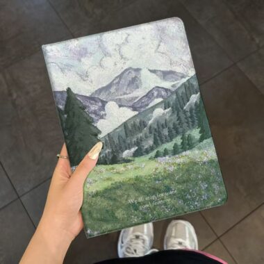 Hand painted mountain oil painting auto sleep iPad case