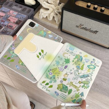 Cartoon music forest 360 rotating full cover iPad case