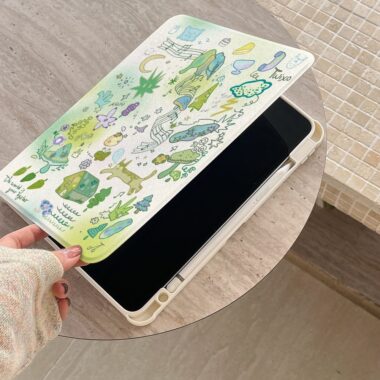 Cartoon music forest 360 rotating full cover iPad case