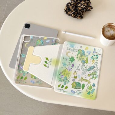 Cartoon music forest 360 rotating full cover iPad case