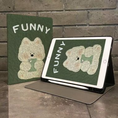 Cartoon oil painting puppy book-style shockproof iPad case