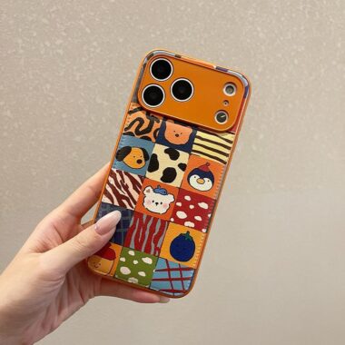 Orange plaid cartoon animal full cover iPhone 17 case