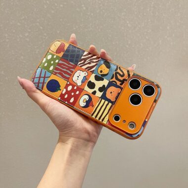 Orange plaid cartoon animal full cover iPhone 17 case