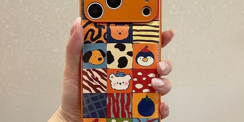 Orange plaid cartoon animal full cover iPhone 17 case