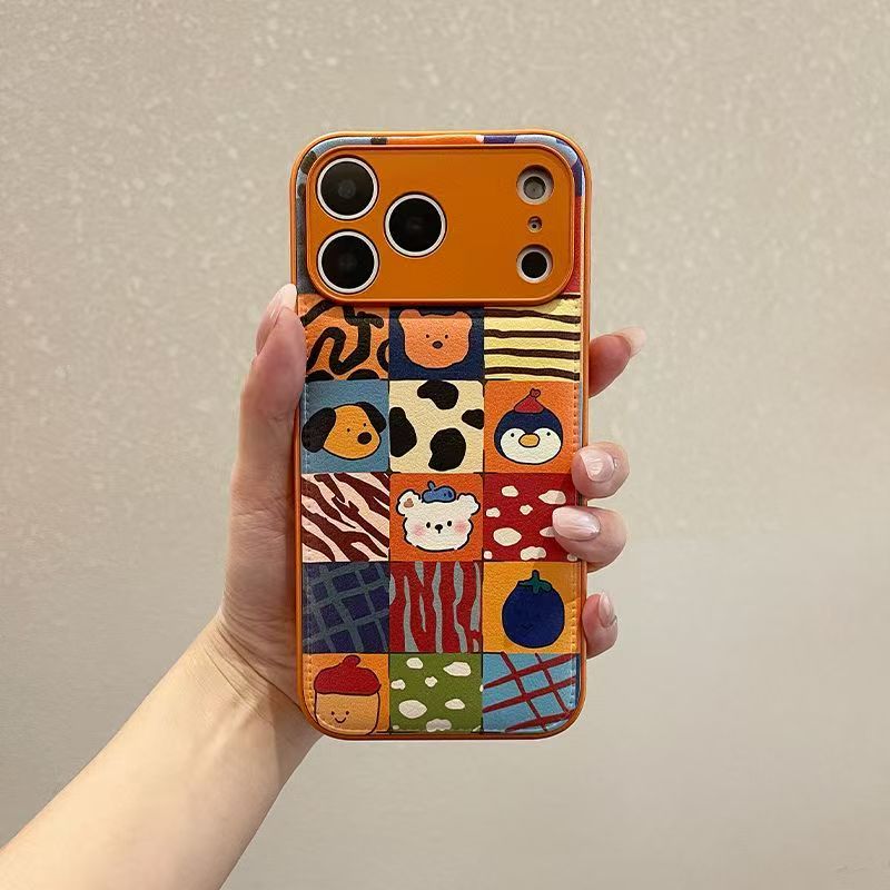Orange plaid cartoon animal full cover iPhone 17 case