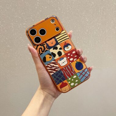 Orange plaid cartoon animal full cover iPhone 17 case
