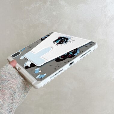 Cartoon pajama gradient black cat 360 rotating iPad case