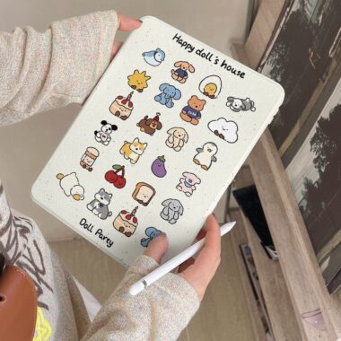 Cartoon party apple 360 rotating shockproof iPad case