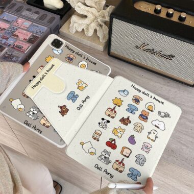 Cartoon party apple 360 rotating shockproof iPad case