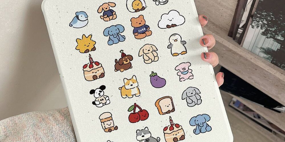 Cartoon party apple 360 rotating shockproof iPad case