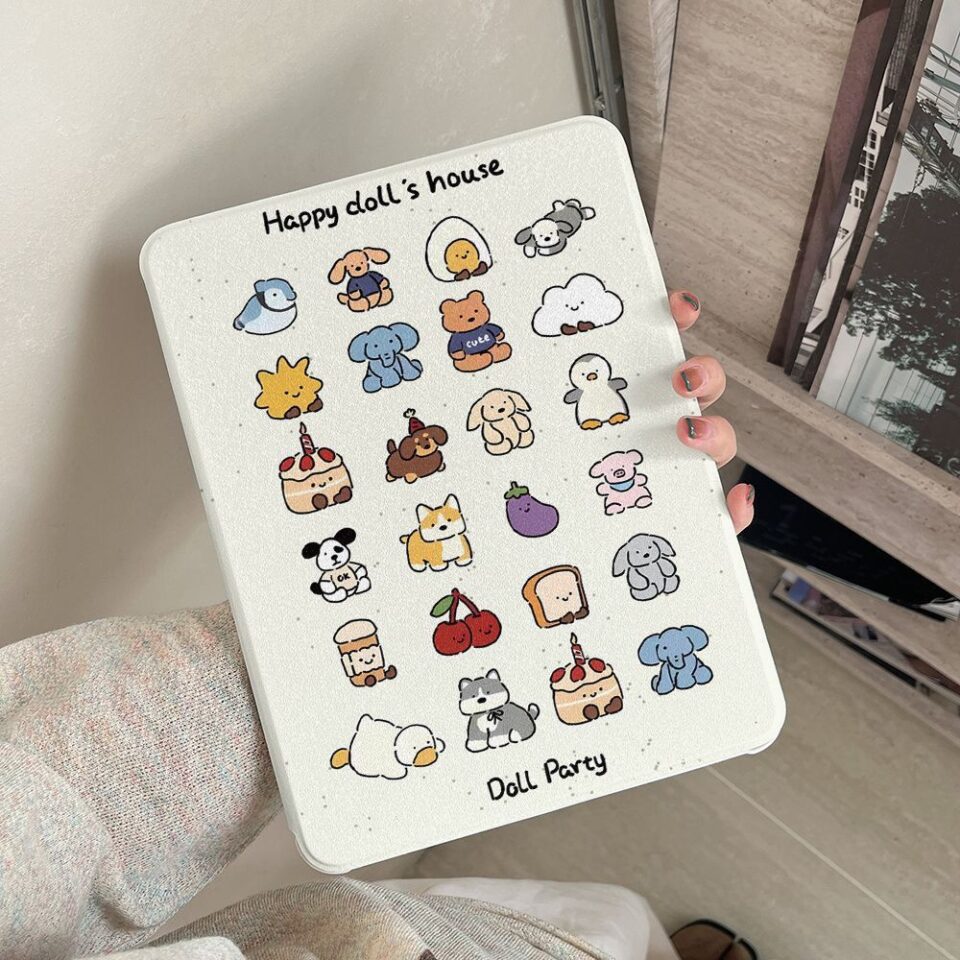 Cartoon party apple 360 rotating shockproof iPad case