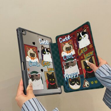 Cartoon photo frame cat Y shape folding iPad case
