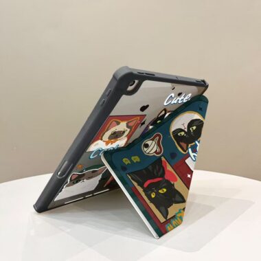 Cartoon photo frame cat Y shape folding iPad case