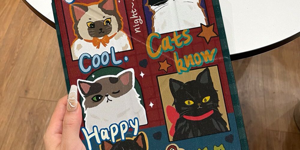 Cartoon photo frame cat Y shape folding iPad case