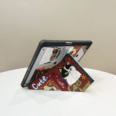 Cartoon photo frame cat Y shape folding iPad case