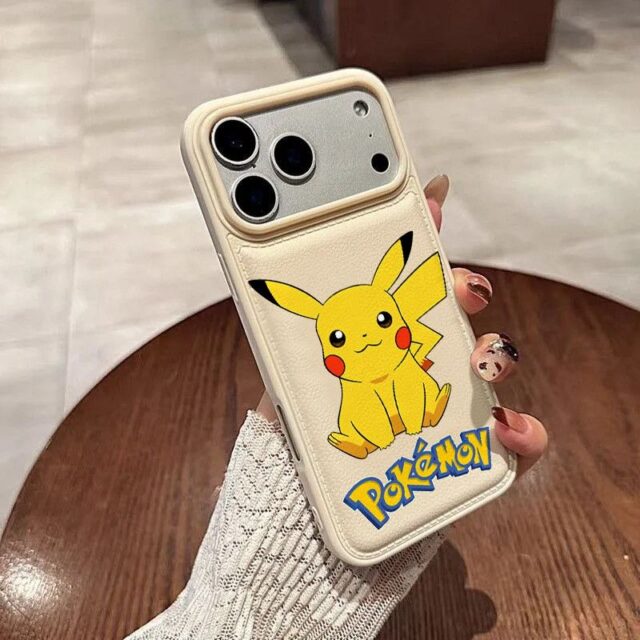 Cute Pikachu leather texture shockproof iPhone 17 case