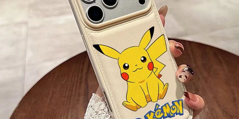Cute Pikachu leather texture shockproof iPhone 17 case
