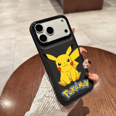 Cute Pikachu leather texture shockproof iPhone 17 case