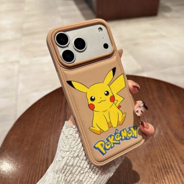 Cute Pikachu leather texture shockproof iPhone 17 case