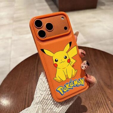 Cute Pikachu leather texture shockproof iPhone 17 case