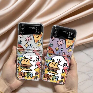 Pizza puppy cartoon full cover Samsung Z Flip case