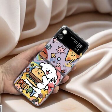 Pizza puppy cartoon full cover Samsung Z Flip case