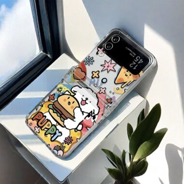 Pizza puppy cartoon full cover Samsung Z Flip case