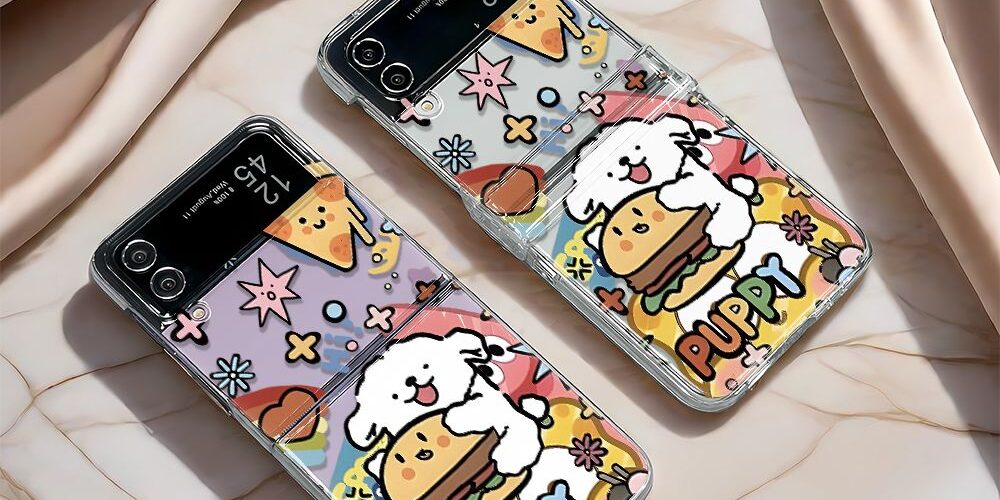 Pizza puppy cartoon full cover Samsung Z Flip case