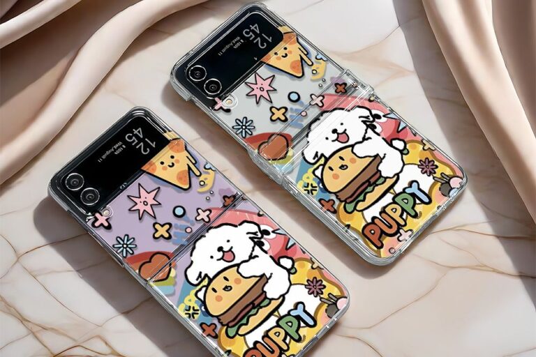 Pizza puppy cartoon full cover Samsung Z Flip case