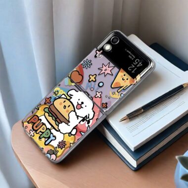 Pizza puppy cartoon full cover Samsung Z Flip case