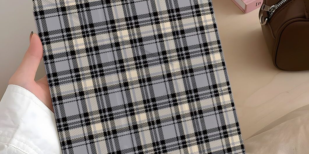 Minimal plaid Y fold tri fold shockproof iPad case