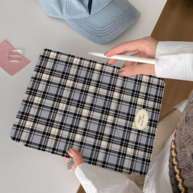 Minimal plaid Y fold tri fold shockproof iPad case