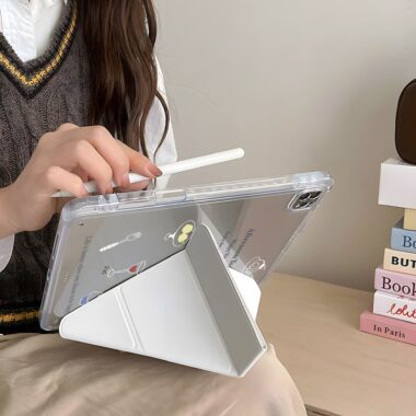 Minimal plaid Y fold tri fold shockproof iPad case