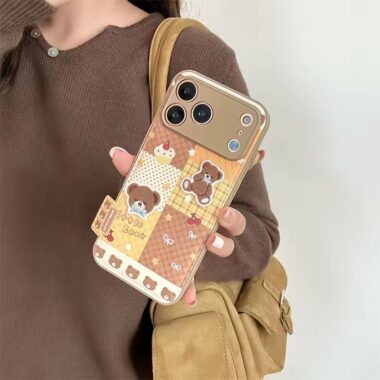 Cartoon puppy plush leather full cover iPhone 17 case