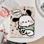 Cartoon Pochacco book-style iPad case with flip stand