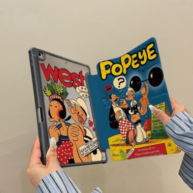 Cartoon Popeye Y fold tri fold shockproof iPad case