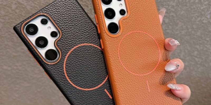 Anti-fingerprint lychee texture magnetic Samsung S24 Ultra case