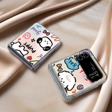 Cute puppy clear hard shockproof Samsung Z Flip case