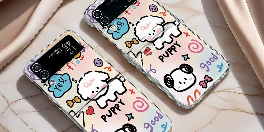Cute puppy clear hard shockproof Samsung Z Flip case