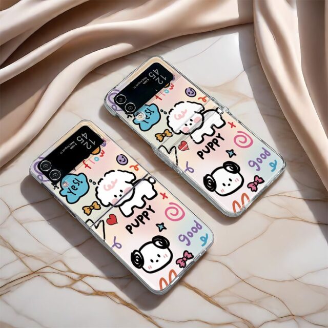 Cute puppy clear hard shockproof Samsung Z Flip case