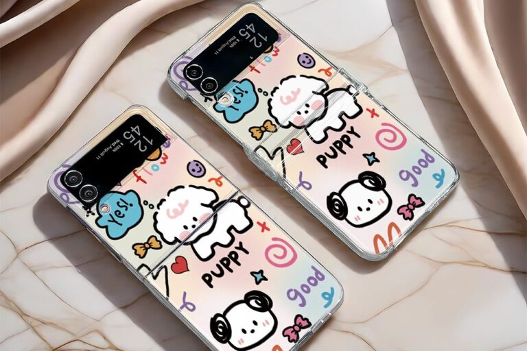 Cute puppy clear hard shockproof Samsung Z Flip case
