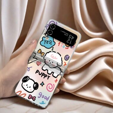Cute puppy clear hard shockproof Samsung Z Flip case
