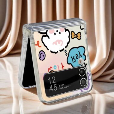 Cute puppy clear hard shockproof Samsung Z Flip case