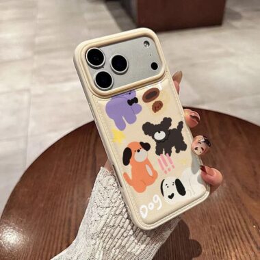 Cute puppy leather texture shockproof iPhone 17 case