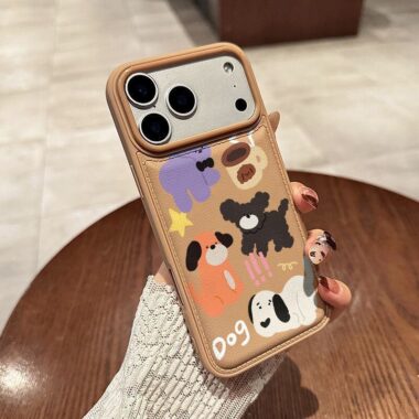 Cute puppy leather texture shockproof iPhone 17 case